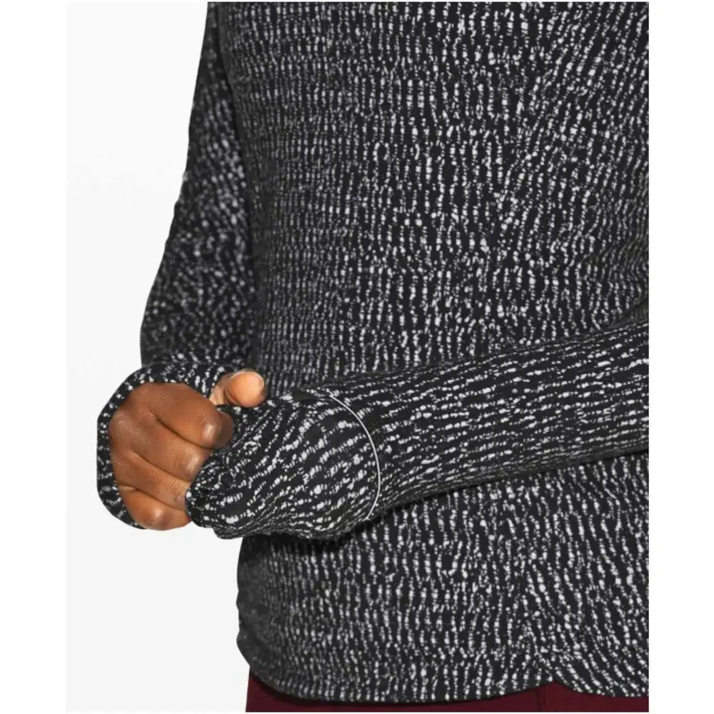 Lululemon Runderful Long Sleeve Knotted Jacquard Black White Women Size XS
